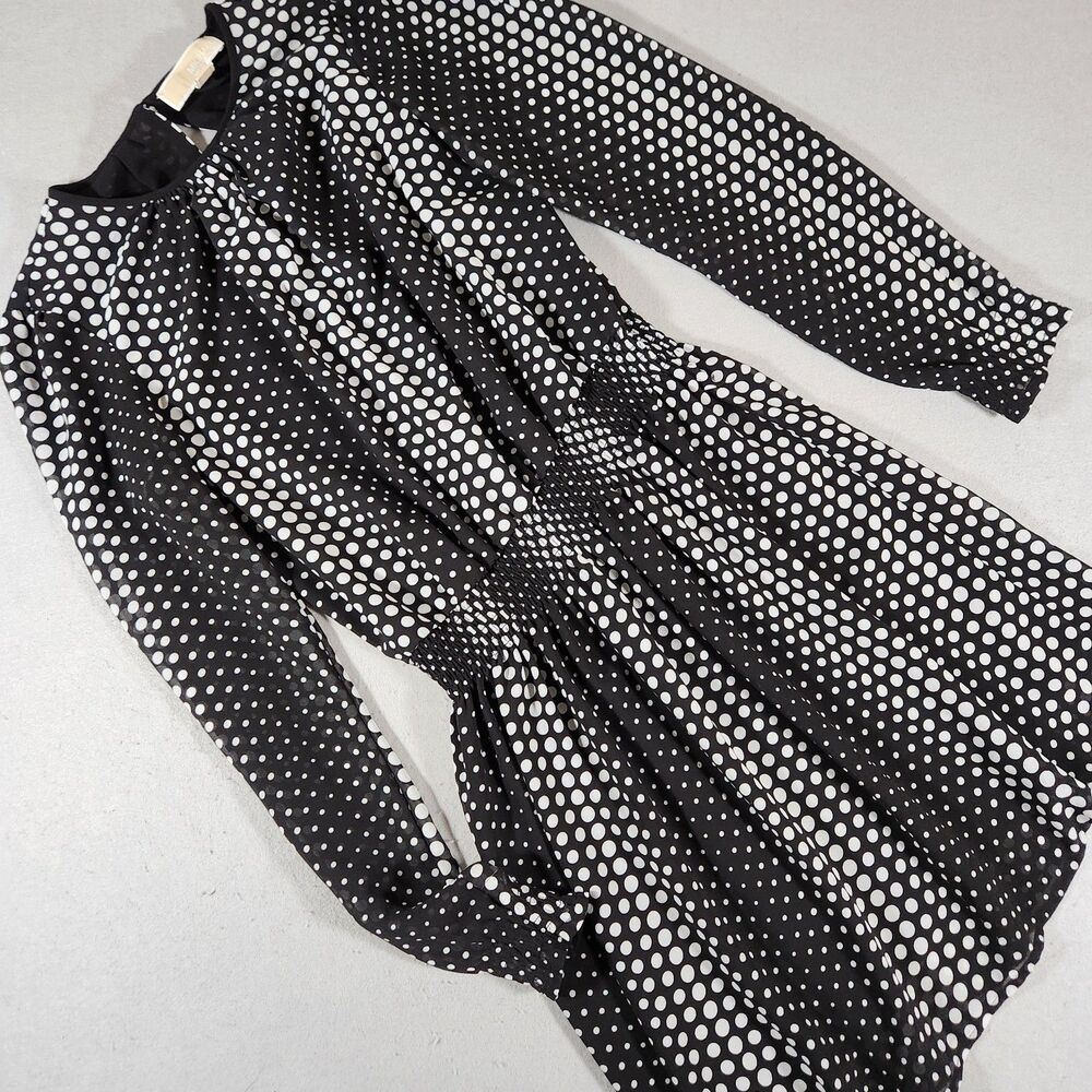 Michael Kors Black and White Polka Dot Pattern w/ Smocked Waist Size M
